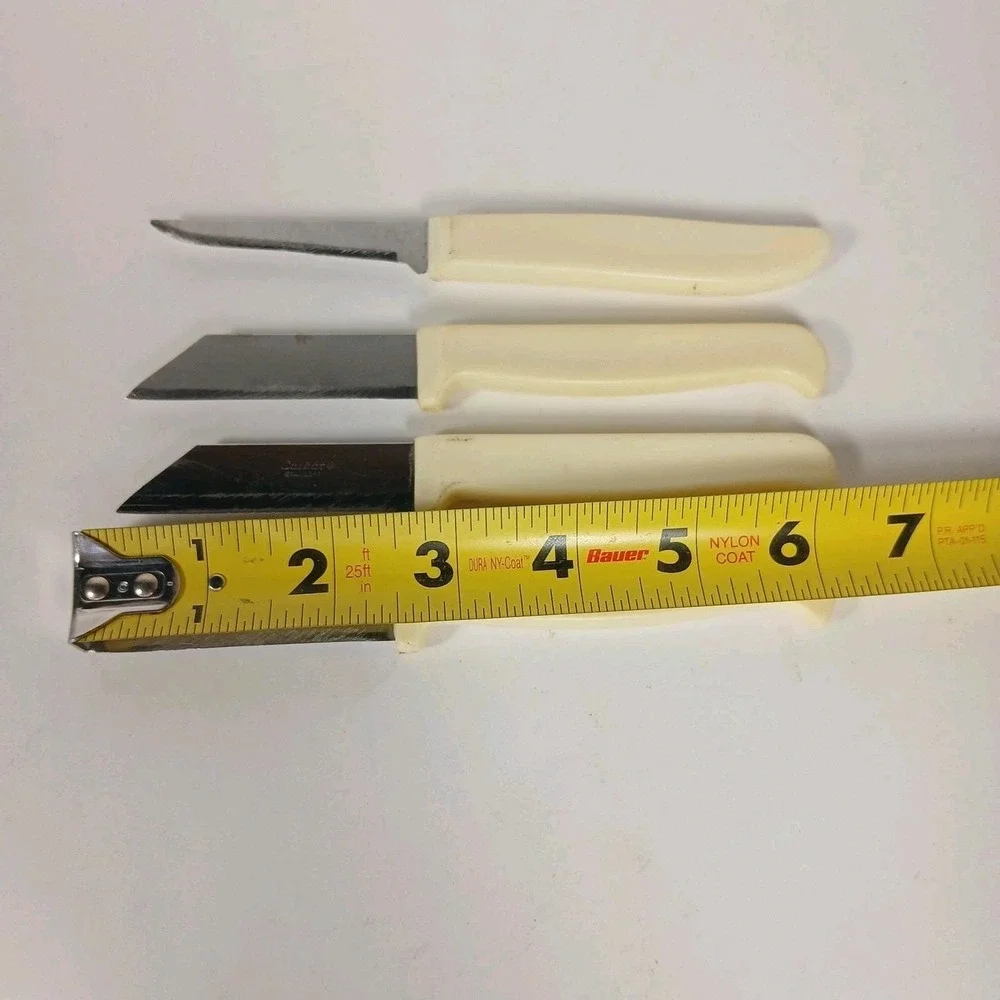 Vintage Quikut USA Ivory Handle Paring Knife Set of 4 Stainless READ